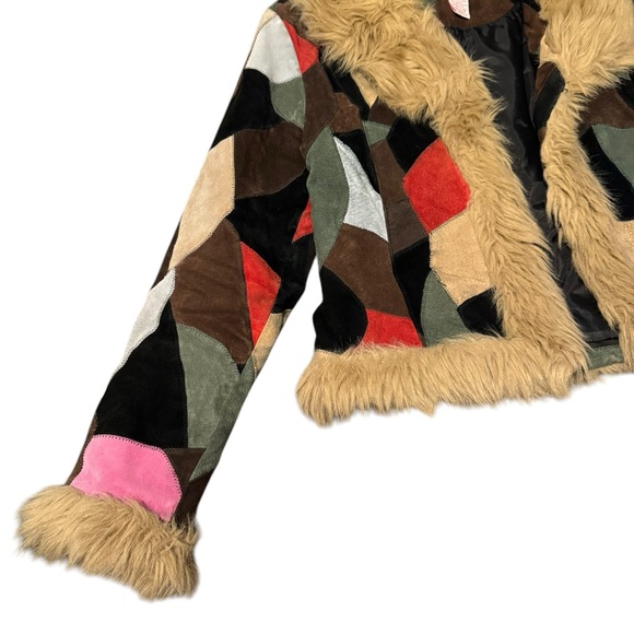 Vintage Leather Fur Colorblock Xhilaration Jacket size XL *Runs Small - Picture 6 of 15